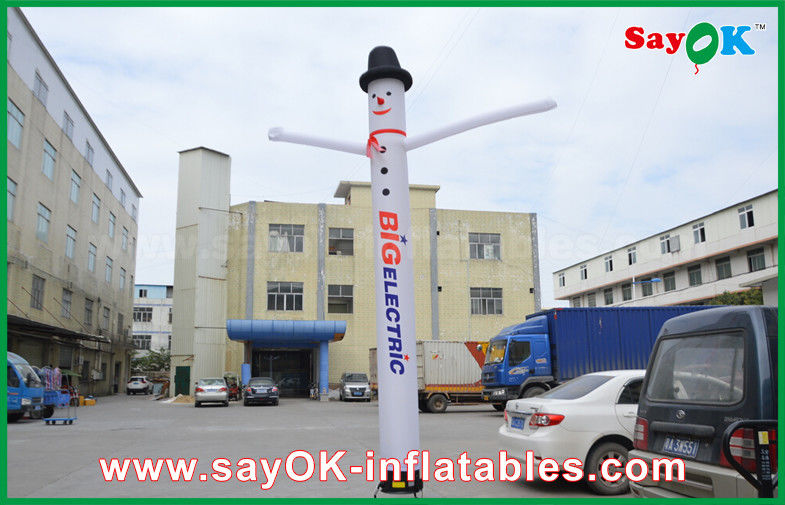 Blow Up Air Dancers White Inflatable Air Dancer With Log Print 4m/5M/6m High With Light For Advertising