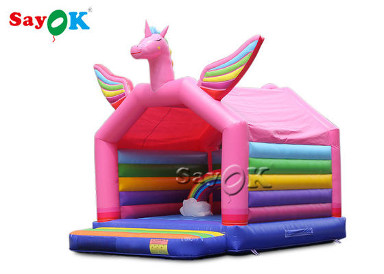 5x4mH Princesse rose arc-en-ciel licorne château gonflable pour enfant