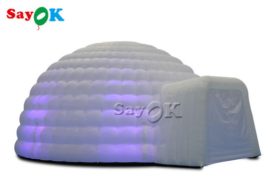 Tente de dôme igloo gonflable blanche avec lumières à LED pour les mariages