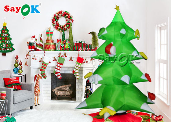 Nouveau design d'arbre de Noël gonflable géant vert avec des boules et des étoiles