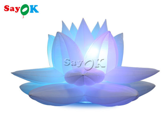 Décoration de fête 3m Modèle gonflable de fleurs de lotus avec LED