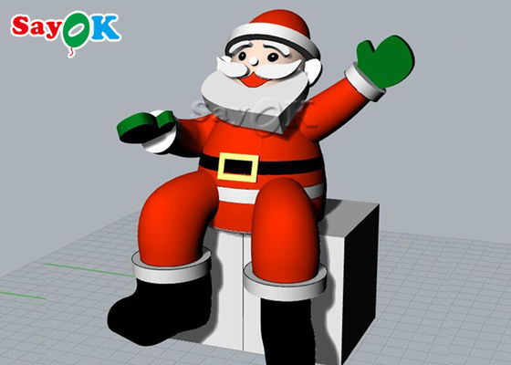 2m Décorations de vacances gonflables Le Père Noël assis