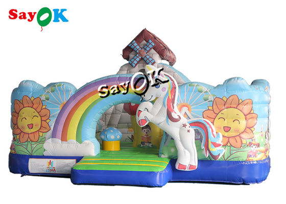 Thème de l' Unicorn Les enfants sautant du château Glisse de bâtonnet maison gonflable gonflable avec souffleur