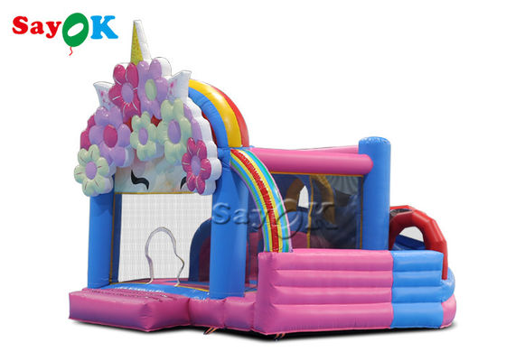 Trempoline de rebondissement gonflable de thème de fleur de Sayok avec la Chambre gonflable de rebond de glissière rebondissant des pullovers